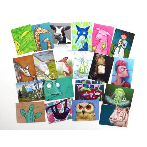 KUNZTPOSTKARTEN im 20er Set, 20 Postkarten, Kunstkarten, Postkarten, Karten Kunstmotive, Karten Malerei, Glückwunschkarten, Tierpostkarten