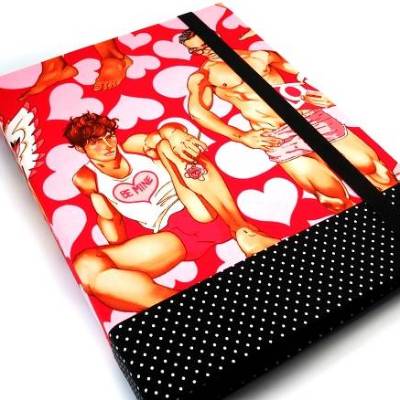 Organizer DIN A4 Schreibmappe Traummann Ordner Ringbuchordner Ringbuch Filz vegan Punkte Herzen rot schwarz