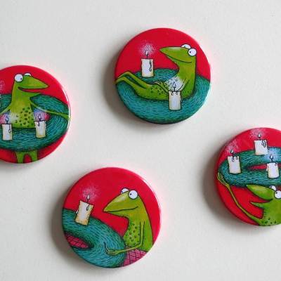 Kühlschrankadvent - 4 Magnete zur Adventszeit, Button Magnete, Adventkalender, Adventkranz, Weihnachten, Advent Magnete