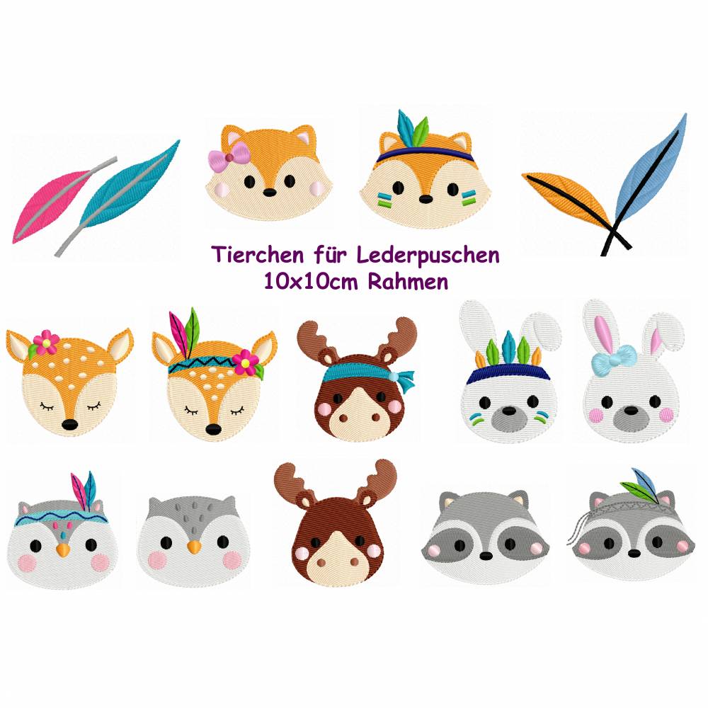 Stickdatei , digitale Stickdatei,Stickdateien Tierchen für Puschen 10x10cm Bild 1