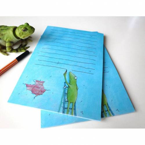 Notizfrosch "Viele Worte", 2 Stück A5, Notizblöcke, Notizblock, Schreibblock, Schreibpapier, Frosch Notizblock, witziger Notizblock, Frosch