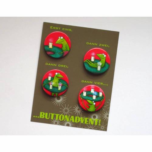 Button-Advent, 4 Buttons für die Adventszeit, Advent, lustiger Adventkranz, witziger Adventkalender, Weihnachten, Anstecker Advent,