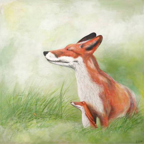 FUCHSFROSCH, Leinwanddruck auf Bestellung, Fuchs, Kinderbild,Kinderzimmerbild, Frosch Bild, witziges Bild, Fuchs Bild,Wiese, Wald