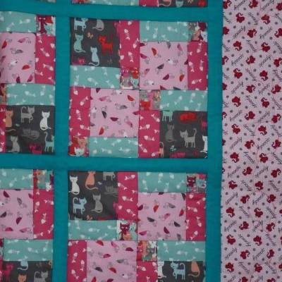 Katzendecke Patchworkdecke Kuscheldecke Tagesdecke ca. 125 x 155 cm