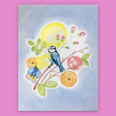 Frühling handgemalt - Unikat, Einzelstück, 40x30cm
