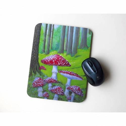 Kunztpad - Mousepad Fliegenpilzfrosch, Mousepad Fliegenpilz, Frosch Mousepad, Büro, Schreibtisch, Computer, Arbeitsplatz, witziges Mousepad