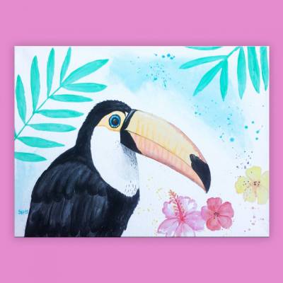 Tukan handgemalt - Unikat, Einzelstück, 30x40cm