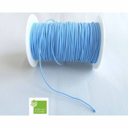 5 m Gummischnur, himmelblau, 1,5 mm, rund, Gummikordel, Mappengummi
