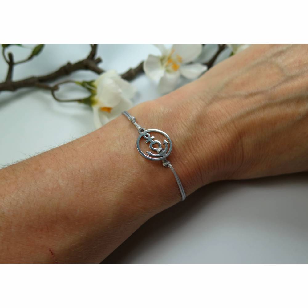 Armband Anker Herz Freundschaftsarmband Farbwahl 25 Farben Armband Makramee Bild 3
