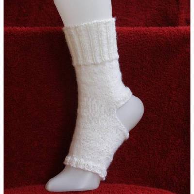 Pilates Yoga Socken ohne Ferse und Spitze, Sockenwolle weiß
