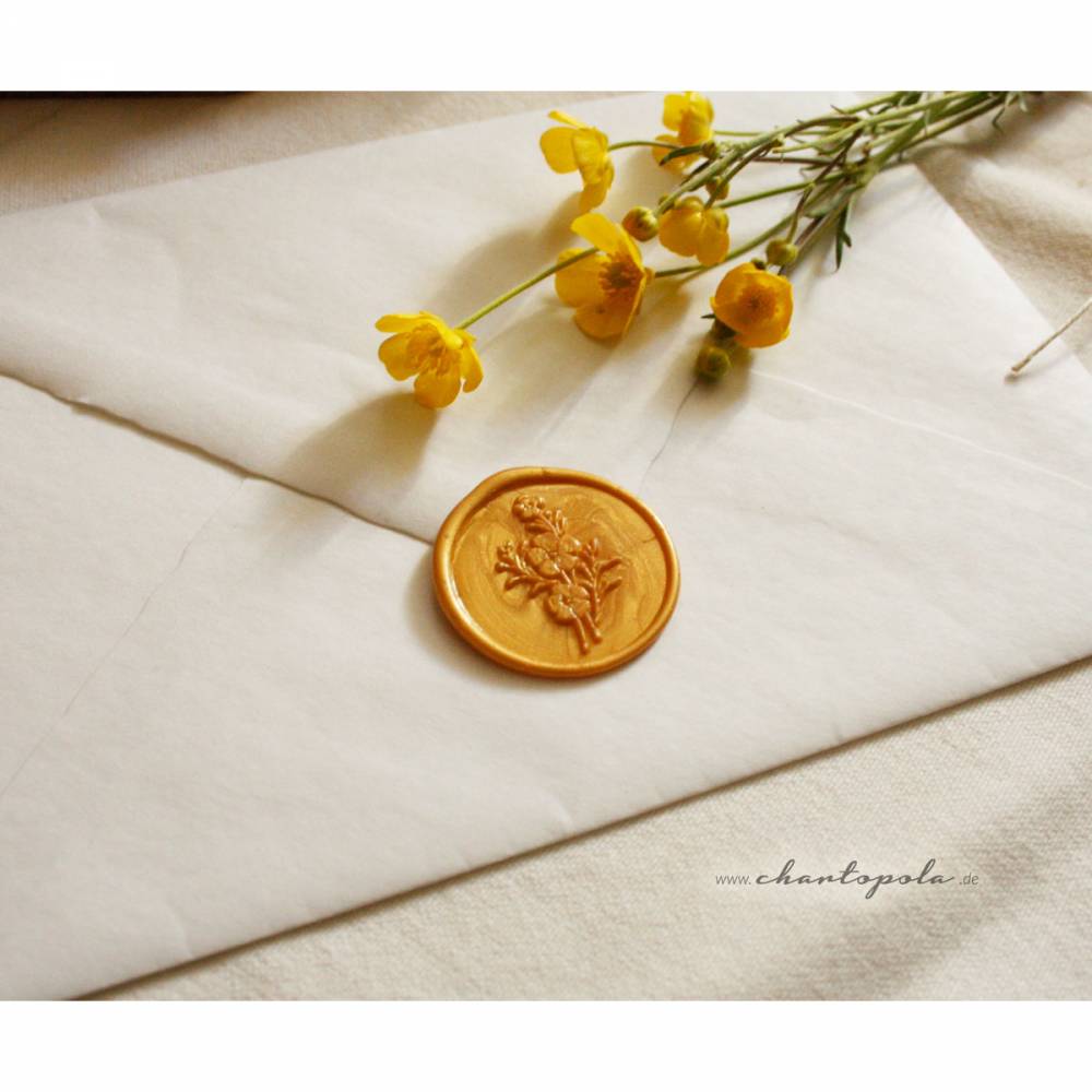 Florales Wachssiegel „Butterblume“ | 3 cm | Handgemacht für Karten, Geschenke & Einladungen Bild 1