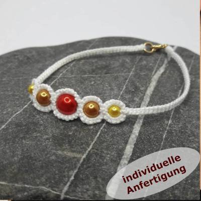 Armband Nicolina Baumwolle Glaswachsperle INDIVIDUELLE ANFERTIGUNG