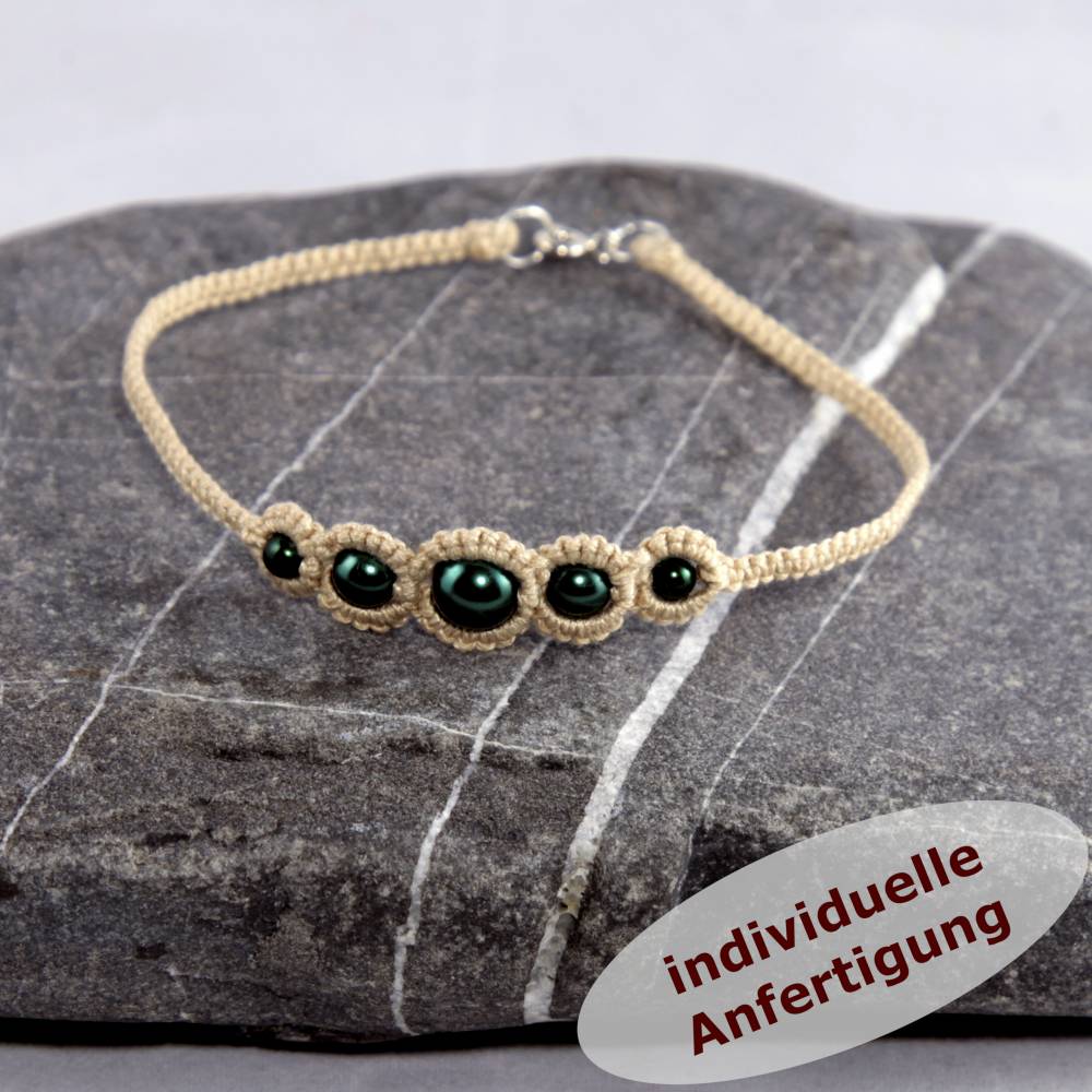 Armband Nicolina Baumwolle Glaswachsperle INDIVIDUELLE ANFERTIGUNG Bild 2