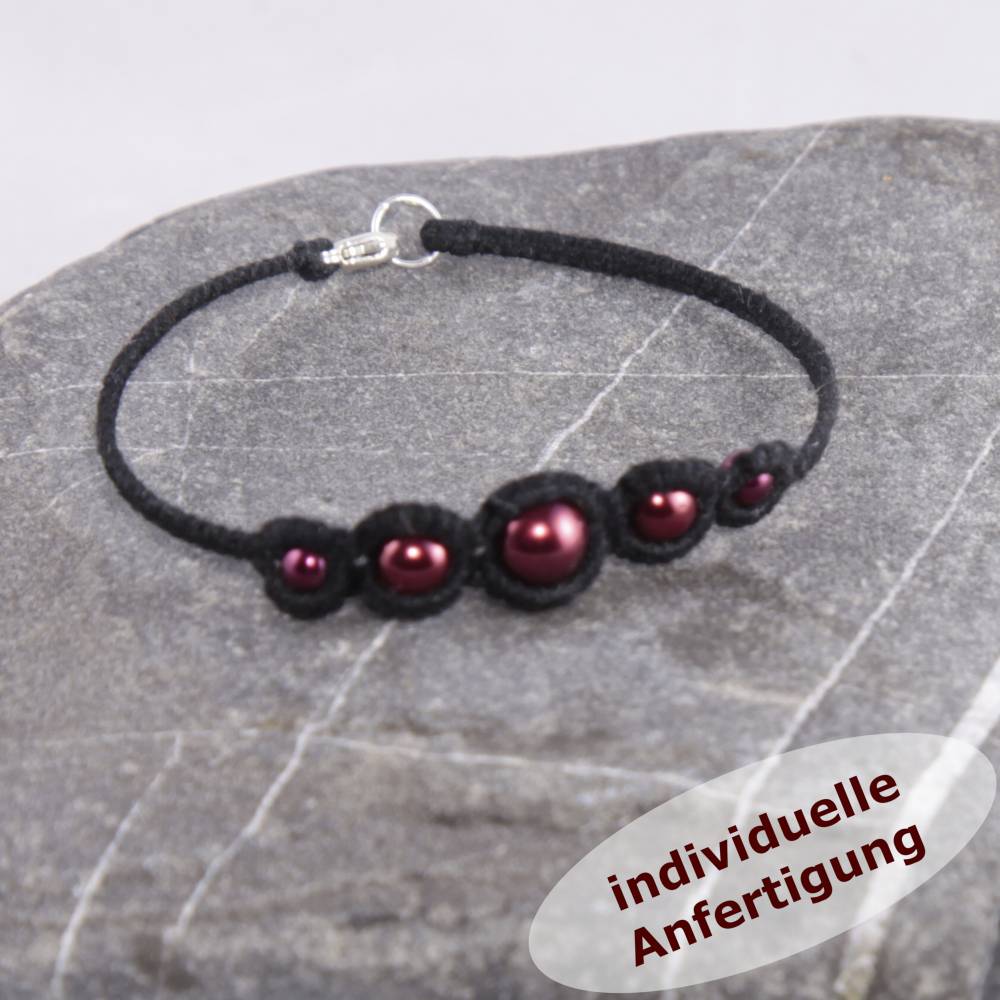 Armband Nicolina Baumwolle Glaswachsperle INDIVIDUELLE ANFERTIGUNG Bild 4