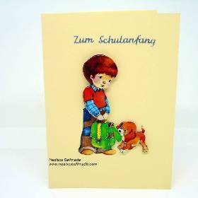 Glückwunschkarte #Schuleinführung #Junge mit Hund  #3-D