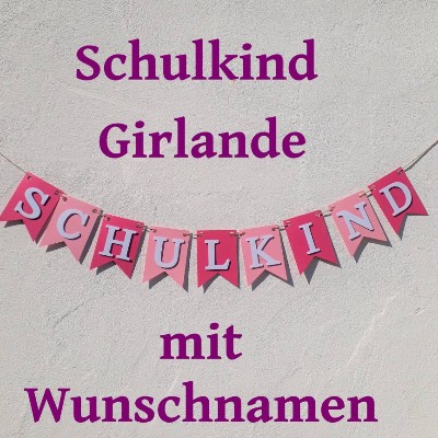 Girlande Wimpelkette Dekoration zum Schulanfang Schulkind Wimpel in rosa und pink zum 1. Schultag