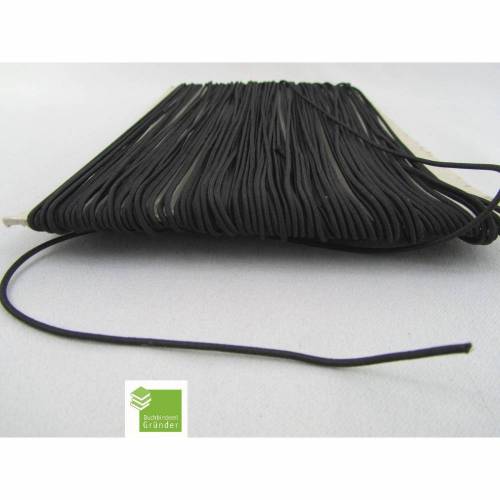 10 m Gummischnur, schwarz, 1,5 mm, rund, Gummikordel, Mappengummi, Bastelmaterial