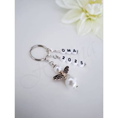 Personalisierter Schlüsselanhänger Schutzengel Geburt Schwangerschaft verkünden Tante Oma Uroma 2024 2025