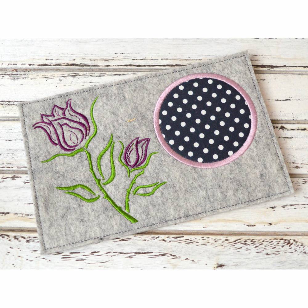 Stickdatei Untersetzer Rose MugRug 13x18cm und 13x20cm Bild 2