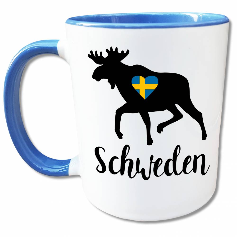 Schweden Tasse Elch schwedische Flagge Herz, Schweden Geschenk