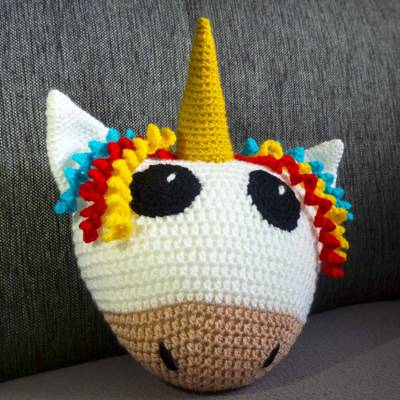 Häkelanleitung: Einhorn Schmusekissen
