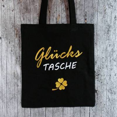 Stofftasche **Glück2** von ZWEIFARBIG Einkaufsbeutel Muttertag Geburtstag Baumwolltasche Mottoprint Stoffbeutel