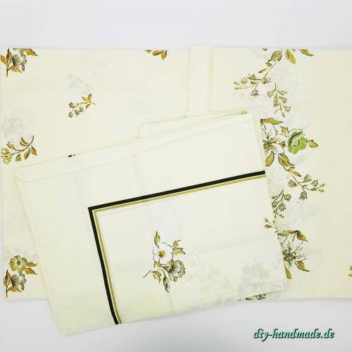 Vintage-Bettwäsche Set hellgrün mit Blumenmotiv – Neu & Aussteuerqualität