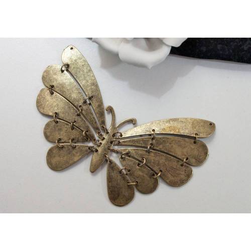 1 großer Anhänger Schmetterling, bronzefarben, Statement, Schmuck basteln, Material, Trödel Dings da