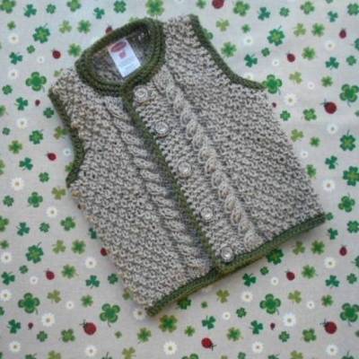 Trachtenweste für junge braun grün gestrickt Pullunder Trachtenhochzeit Taufe Kindergeburtstag Geschenk Babyparty