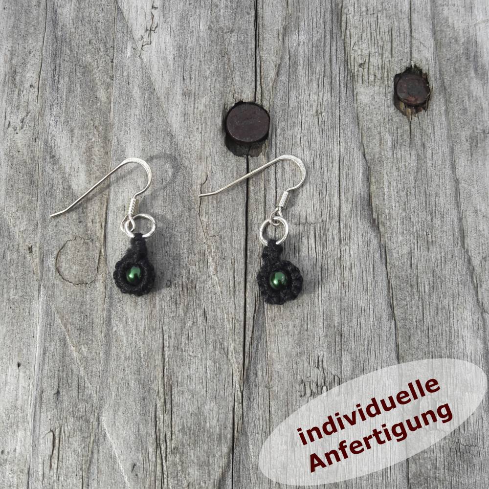 Ohrring Simple Eleganz je 1 Perle Baumwolle Ohrringteil Silber oder vergoldet INDIVIDUELLE ANFERTIGUNG Bild 1