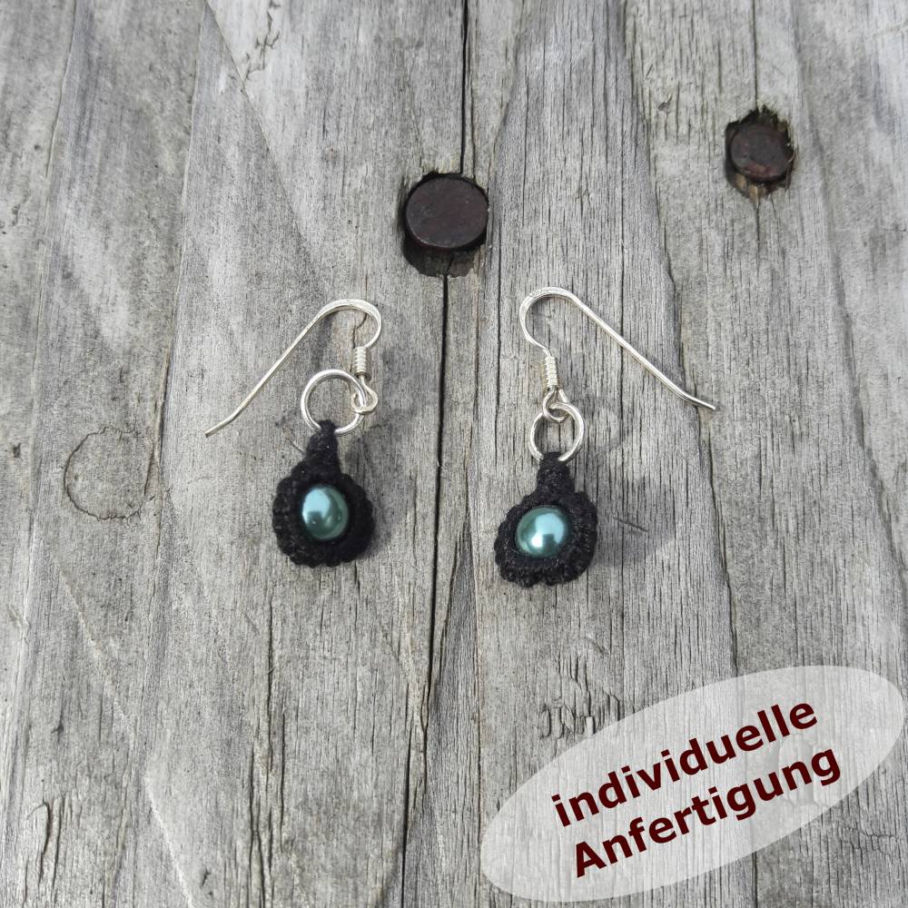 Ohrring Simple Eleganz je 1 Perle Baumwolle Ohrringteil Silber oder vergoldet INDIVIDUELLE ANFERTIGUNG Bild 2