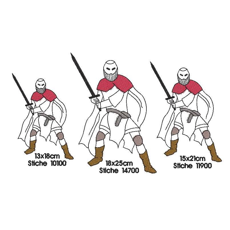 Stickdatei Ritter Redwork SET verschiedene Größen und Motiv Bild 3