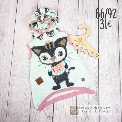 Mädchen Tunika mit Kapuze Panel Katze Milly Melone 86/92