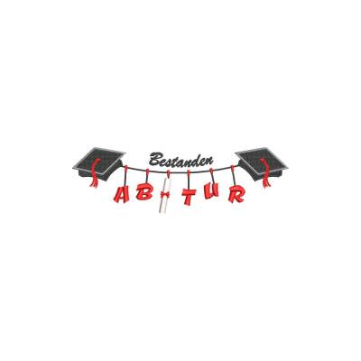 Stickdatei Abitur bestanden  Maschinenstickerei 13x18 Rahmen Abi Doktorhut Bachelor Master Studium Abiturient Abiturientin Wäscheleine