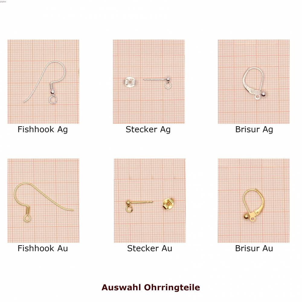 Ohrring Simple Eleganz je 3 Perlen Baumwolle Ohrringteil Silber oder vergoldet INDIVIDUELLE ANFERTIGUNG Bild 6