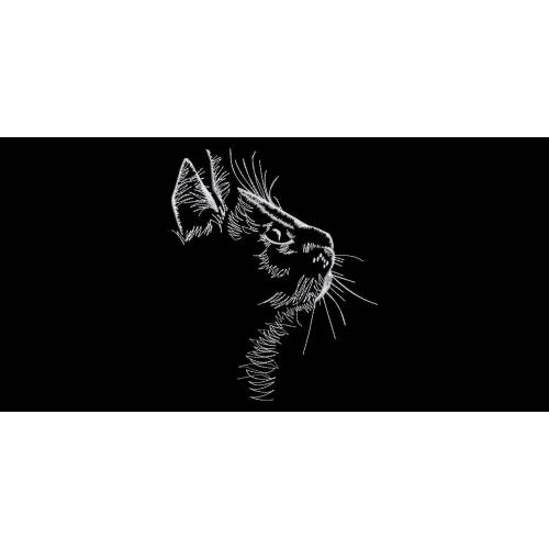 Stickdatei Katze Profil  3 Größen 10x10 13x18 20x24 Maschinenstickerei Tiere Katze Gesicht schwarz weiß Silhouette Skizze Sketch