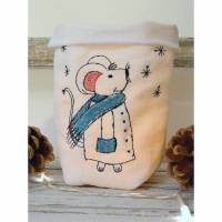 Stickdatei Wintermaus Redwork verschiedene Größen SET