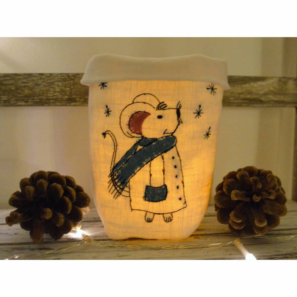 Stickdatei Wintermaus Redwork verschiedene Größen SET Bild 2
