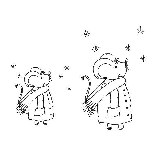 Stickdatei Wintermaus Redwork verschiedene Größen SET Bild 3
