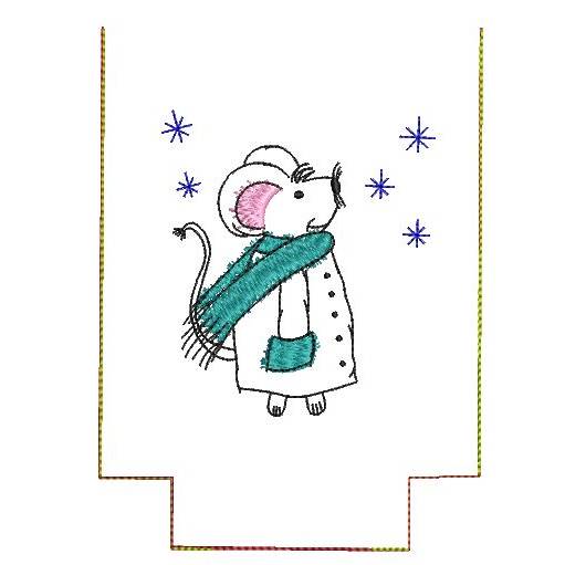 Stickdatei Wintermaus Redwork verschiedene Größen SET Bild 4