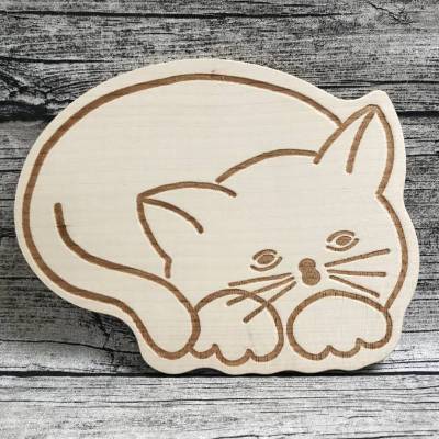 Katze Brett Kinderbrett Frühstücksbrett Geburtstag Geschenk Weihnachten Geburt Mädchen Junge Geburtstagsgeschenk Taufe Holz braun