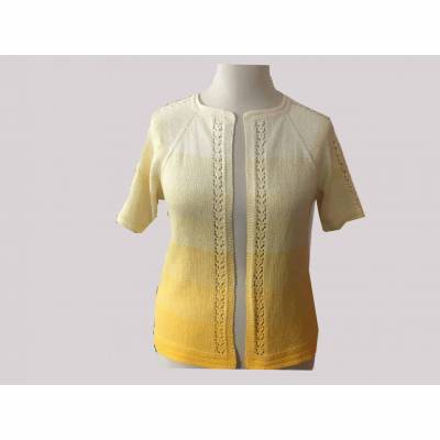 Strickjacke Damen, Jacke handgestrickt,  Gr.42, Edelgarn gelb