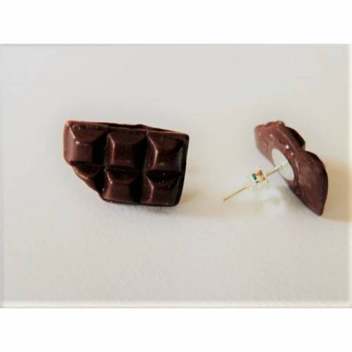 Schokolade angeknabbert Ohrstecker Ohrringe handmodelliert aus Fimo