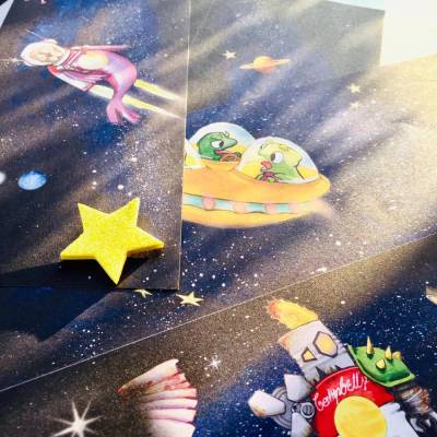 Alienmotive für Dosenwerfen "zum Selbstausdrucken" Dosenbanderolen