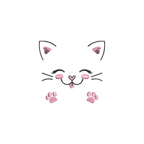 Stickdatei Katzengesicht mit Pfoten Maschinenstickerei Text Spruch Tiere Pfote Cartoon Clipart Katze Gesicht Krallen