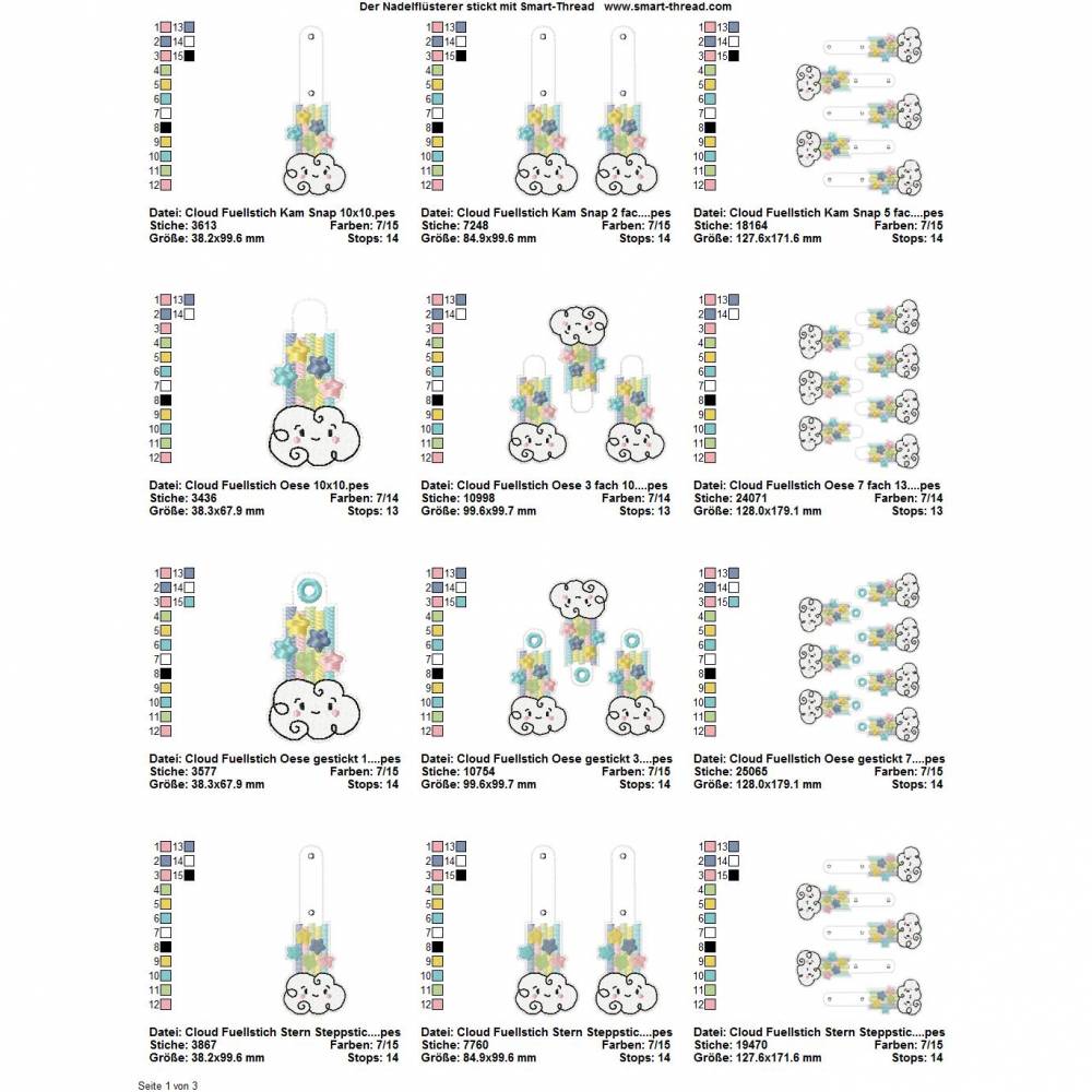 Digitale Stickserie "Key Fob Rainbow Set ITH" für den 10x10-13x18cm (4x4-5x7") Stickrahmen Bild 3