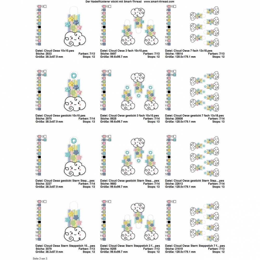 Digitale Stickserie "Key Fob Rainbow Set ITH" für den 10x10-13x18cm (4x4-5x7") Stickrahmen Bild 5
