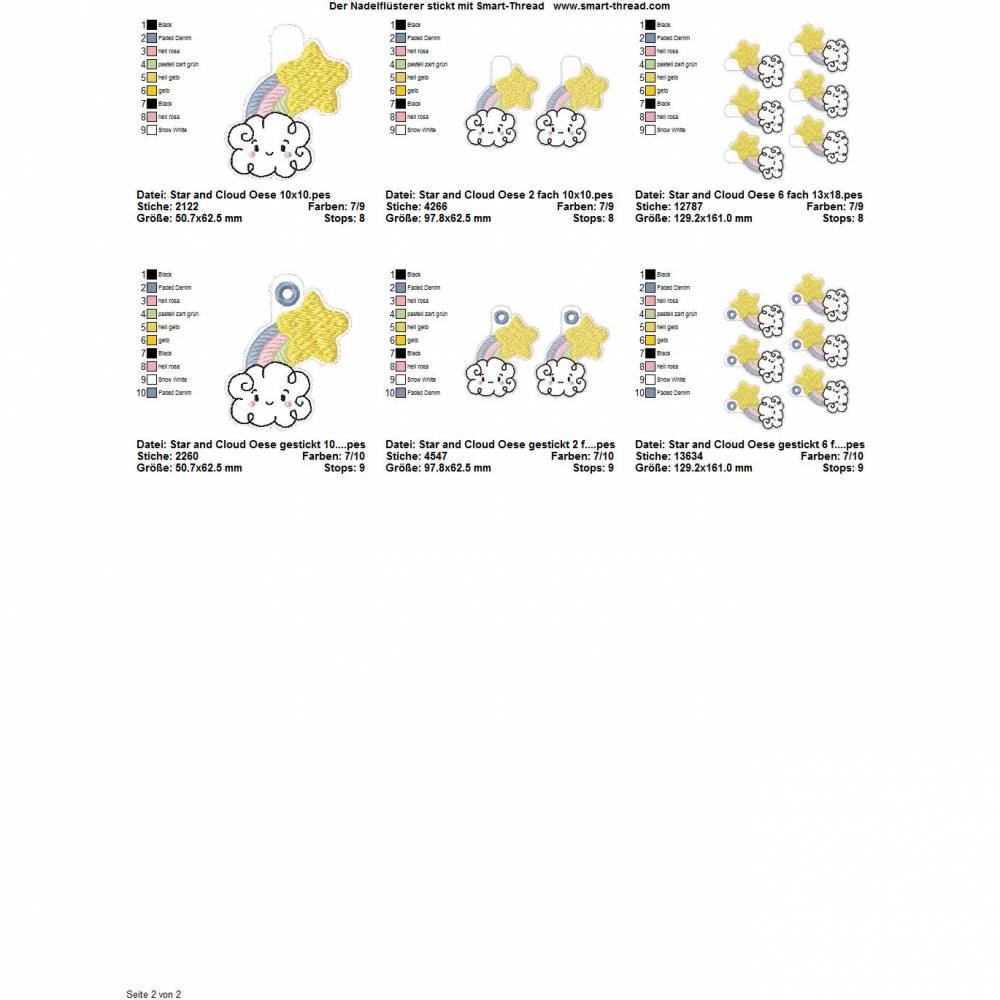Digitale Stickserie "Key Fob Rainbow Set ITH" für den 10x10-13x18cm (4x4-5x7") Stickrahmen Bild 7