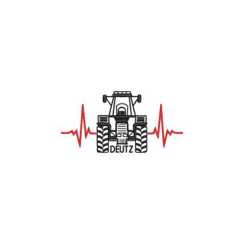 Stickdatei Traktor Herzschlag Clipart Cartoon 13x18 cm Maschinenstickerei