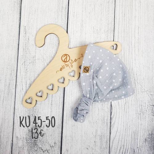 Kinder Kopftuch - Haarband aus Musselin Sterne Grau KU 45-50